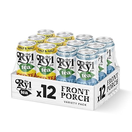 Ryl Iced Tea Front Porch Pack, Sweet Tea and Half N' Half – Antioxidant Superblend, No Artificial Ingredients, Zero Sugar, Five Calories, Low Carb, Non-GMO, Made in the USA, 12-Pack, 16 Fl Oz