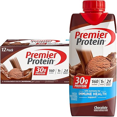 Premier Protein Protein Shake, Chocolate, 30g Protein, 1g Sugar, 11 fl oz Pack of 12