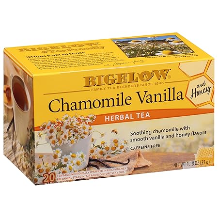 Bigelow Tea Chamomile Vanilla with Honey Herbal Teabags Box, Caffeine Free, 20 Count, Pack of 6