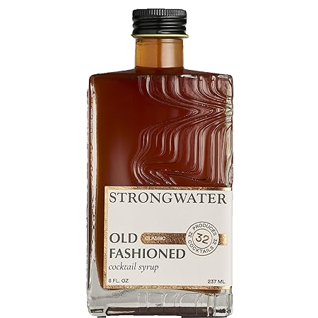 Strongwater Old Fashioned Mix - Makes 32 Cocktails - Handcrafted Old Fashioned Syrup with Bitters, Orange, Cherry, Organic Demerara Sugar - Craft Cocktail Mixer, Just Mix with Bourbon,Whiskey - 1 Pack