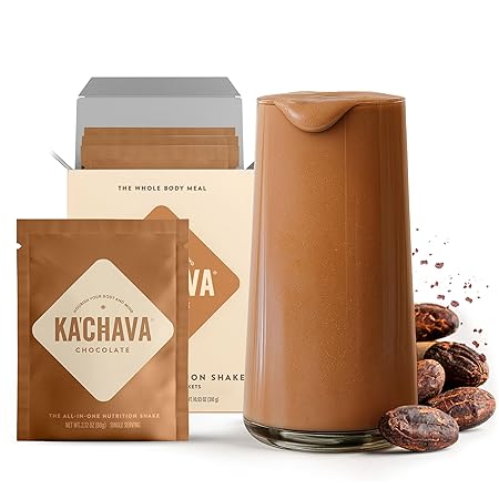 Ka’Chava Whole Body Meal Shake Chocolate, 5-count Travel Size Sachets – Vegan Protein Powder with 85+ Superfoods & Greens – Plant-Based Meal Replacement with Probiotics & Digestive Enzymes – Gluten & Dairy Free (5 Servings)