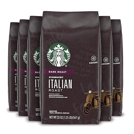 Starbucks Dark Roast Ground Coffee — Italian Roast — 100% Arabica — 6 bags (20 oz. each)