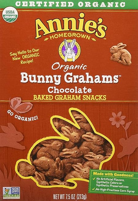 Annie's Homegrown Organic Chocolate Bunny Graham Snacks, 7.5 oz. Box (Pack of 12)