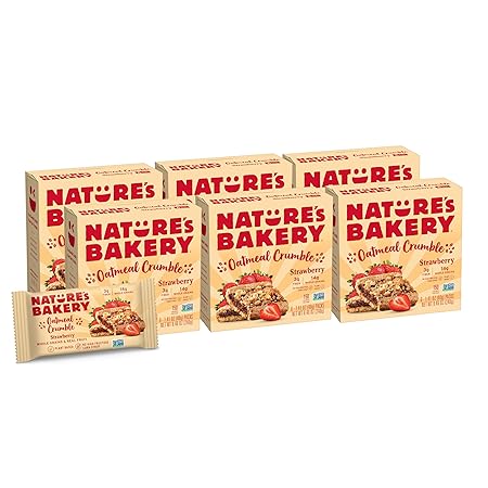 Nature's Bakery Oatmeal Crumble Bars, Strawberry, 6-6 Count Boxes (36 Bars), Vegan Snacks, Non-GMO