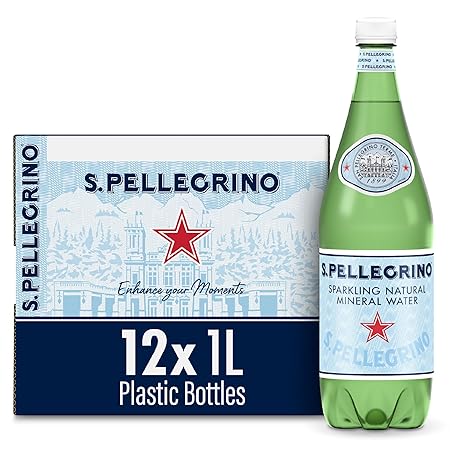 S.Pellegrino Sparkling Natural Mineral Water, 33.8 fl oz. Plastic Bottles (Pack of 12)