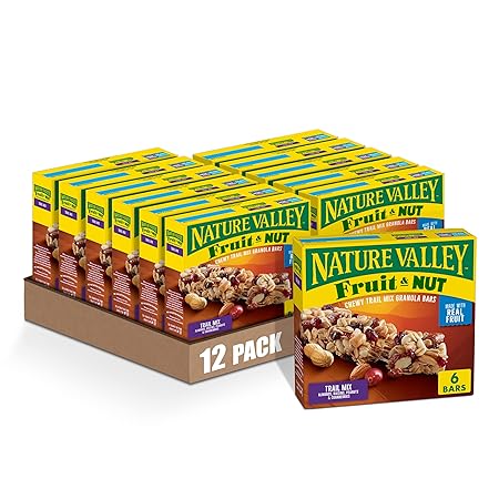 Nature Valley Chewy Fruit and Nut Granola Bars, Trail Mix, 6 Ct, 7.4 oz (Pack of 12)