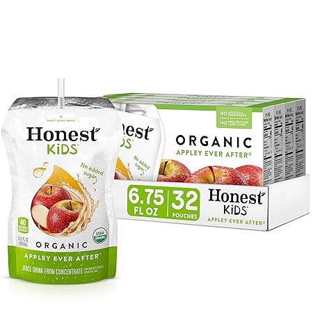 Honest Kids Appley Ever After, Apple Organic Fruit Juice Drink, 6.75 Fl Oz (32 Pack)
