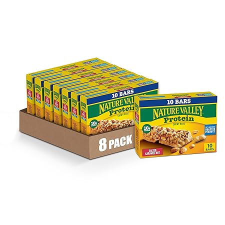 Nature Valley Protein Granola Bars, Salted Caramel Nut, Snack Bars, 10 ct, 14.2 OZ (Pack of 8)