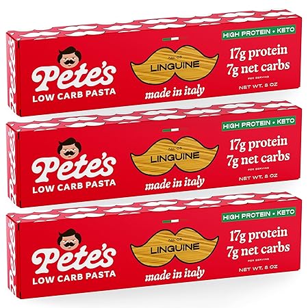 17g High Protein Linguine Pasta | 7g Low Carb Keto Pasta | Healthy, Italian Pasta From Italy | 3-Pack, 8oz - Pete's Pasta