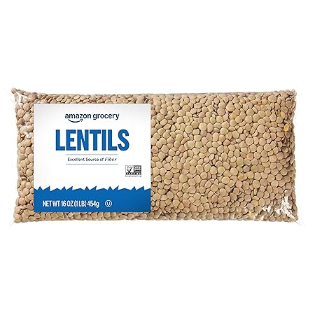 Amazon Grocery, Lentils, Non GMO, Excellent Source of Fiber, 16 Oz (Previously Amazon Fresh, Packaging May Vary)