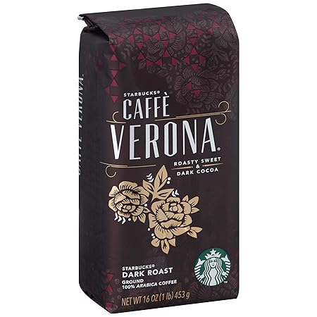 Starbucks Caffè Verona Ground Coffee, Caffé Verona, 16 oz, Pack of 6