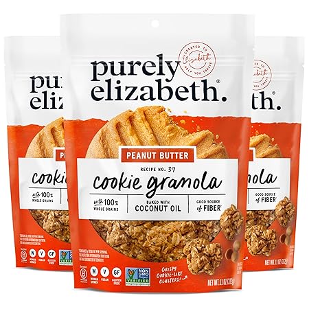 Purely Elizabeth Cookie Granola, Peanut Butter, Gluten-Free, Non-GMO (3 Ct, 11oz Bag)