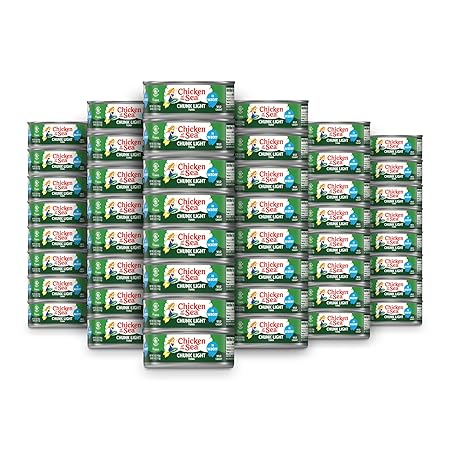 Chicken of the Sea Wild Caught Chunk Light Tuna, 5 Ounce Cans, 48-Count – High Protein 100% Classic Chunk Tuna in Water – Delicious, Easy, Nutritious Ready to Eat Meals