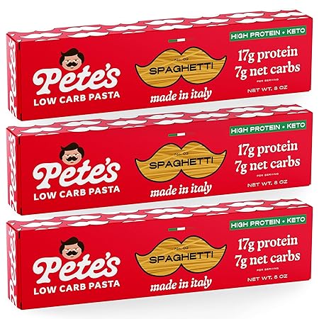 17g High Protein Spaghetti Noodles | 7g Low Carb Keto Pasta | Healthy, Italian Pasta From Italy | 3-Pack, 8oz - Pete's Pasta