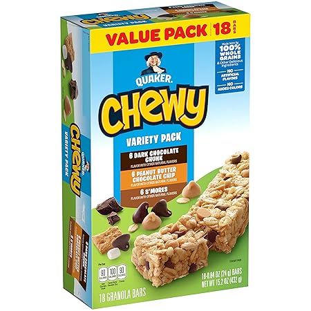 Quaker Chewy Granola Bars, Variety Pack, 18 Count