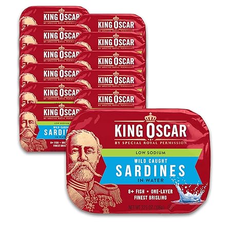 King Oscar Wild Caught Brisling Sardines In Pure Spring Water, 3.75 Ounce (Pack of 12) ( Packaging May Vary )