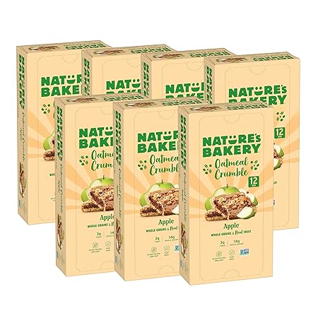 Nature's Bakery Nature’s Bakery Oatmeal Crumble Bars, Apple, Real Fruit, Vegan, Non-GMO, Breakfast bar, 7 boxes with 12 twin packs