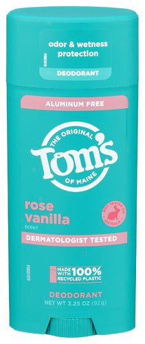 TOMS OF MAINE DEODORANT STK ROSE VNLA - 3.25 OZ