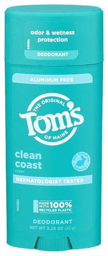 TOMS OF MAINE DEODORANT STK CLN COAST - 3.25 OZ