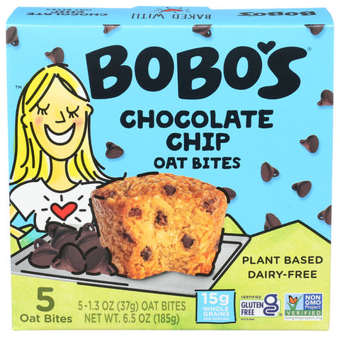 Bobos Oat Bars 
Bites Original Cchip 5Ct, 6.5 OZ.