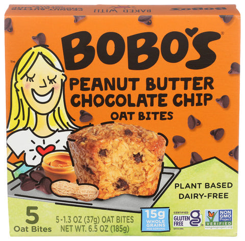 Bobos Oat Bars 
Bites Pnt Btr Choc Chip, 6.5 OZ.