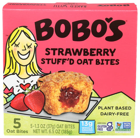 Bobos Oat Bars 
Bites Stuffd Strwbry 5Pc, 6.5 OZ.