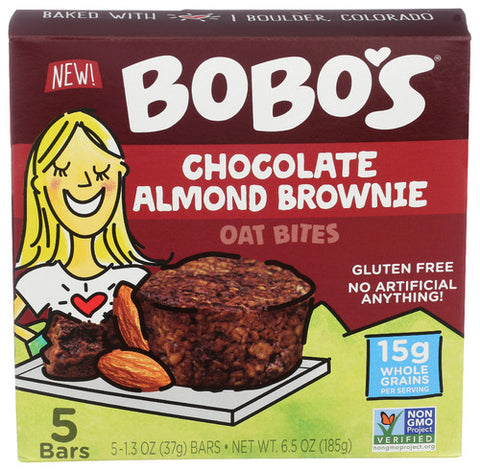 Bobos Oat Bars 
Bites Choco Alm Brwnie, 6.5 OZ.