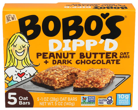 Bobos Oat Bars 
Bar Dippd Drk Choc Pb, 5 OZ