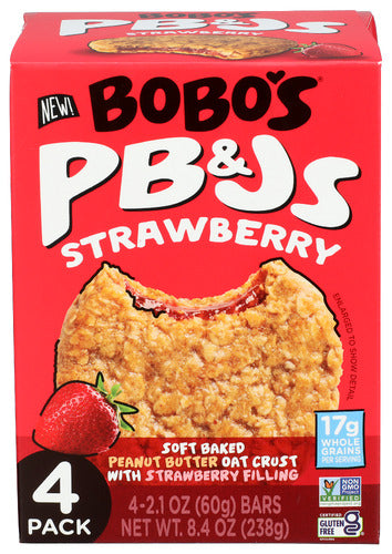 Bobos Oat Bars 
Snack Oat Pb&J Stbry 4Pc, 8.4 OZ.