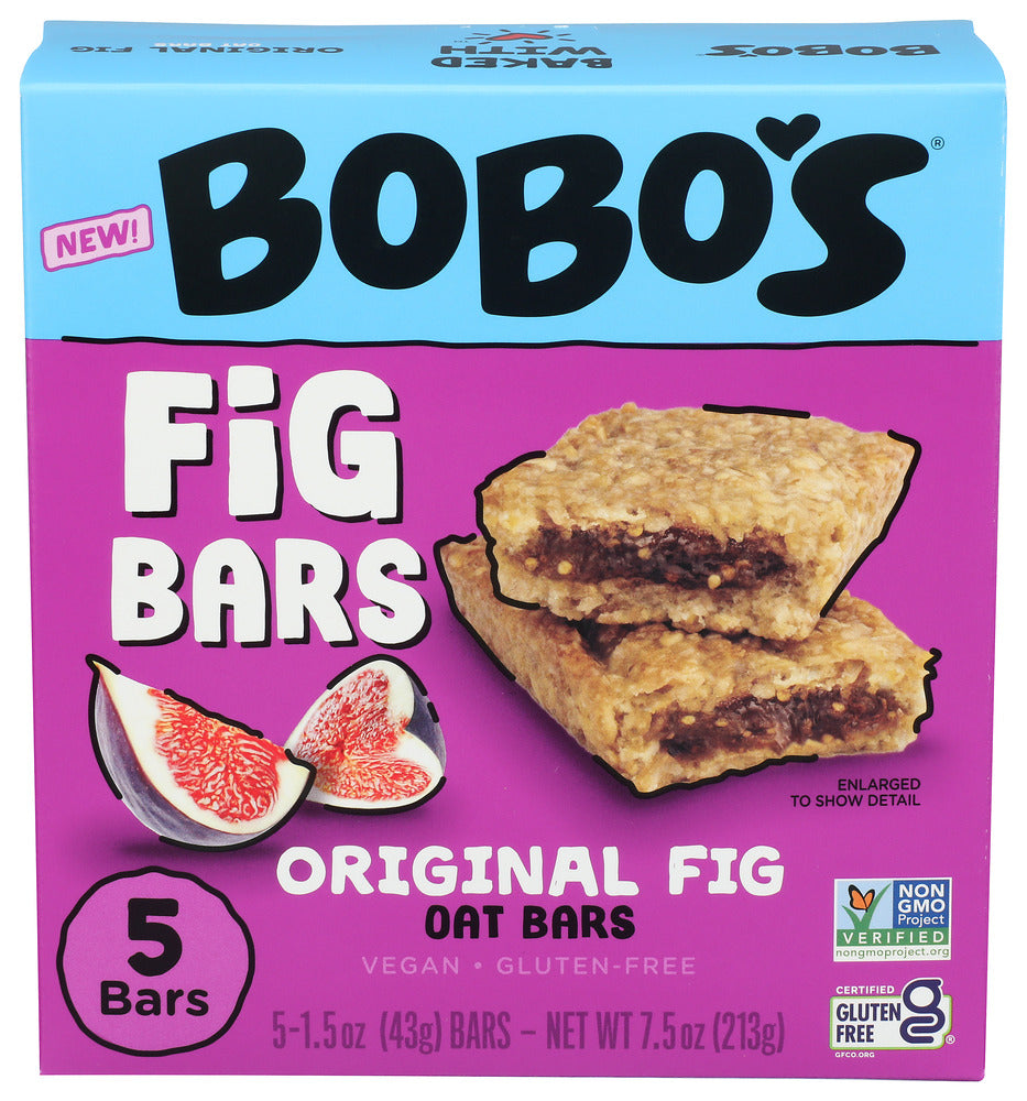 Bobos Oat Bars 
Bar Original Fig, 7.5 OZ.