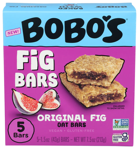 Bobos Oat Bars 
Bar Original Fig, 7.5 OZ.