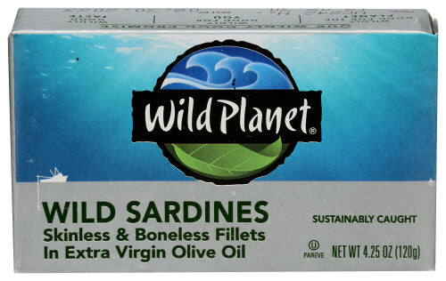 WILD PLANET SARDINES BNLS SKLS EVOO - 4.25 OZ