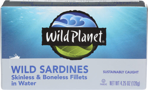 WILD PLANET SARDINES BNLS SKLS WATER - 4.25 OZ