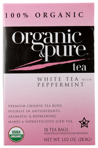 Organic & Pure Tea White Pprmnt Org, 18 BG.