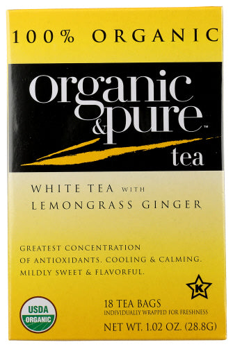 Organic & Pure Tea Whte Lmngrss Gngr Org, 18 BG.