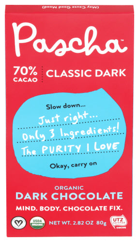 Pascha Choc Bar 70 Org, 2.82 OZ.