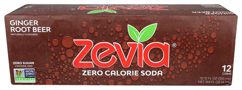 ZEVIA SODA ZERO GINGER RB 12PK - 144 FO
