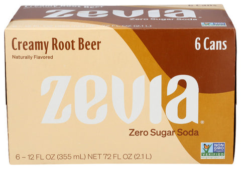 ZEVIA SODA ZERO CRMY RT BR 6PK - 72 FO