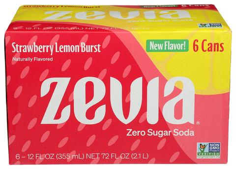 ZEVIA SODA ZERO STR LMN BR 6PK - 72 FO