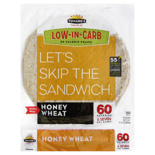 TUMAROS WRAP LOW CARB HNY WHT - 8 PC
