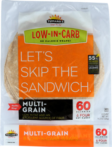 TUMAROS WRAP LOW CARB MLTIGRN - 8 PC