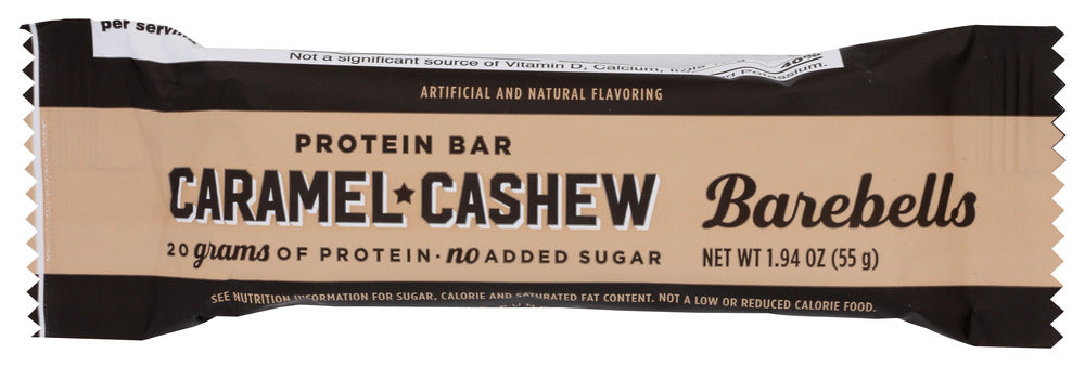 Barebells Protein Bars Caramel Cashew - Pack of 1 -1.9oz Bars with 20g of High Protein - Chocolate Protein Bar with 1g of Total Sugars - Perfect on The Go Protein Snack & Breakfast Bar.