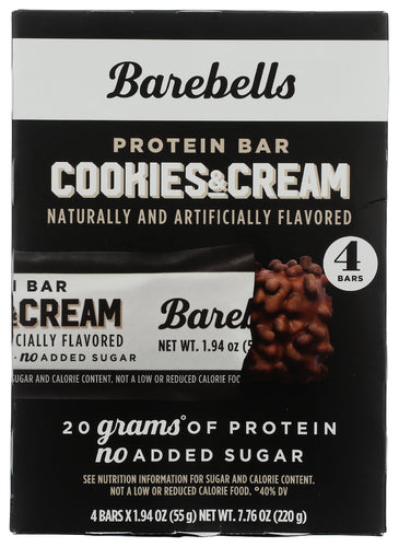 Barebells 
Bar Cookies&Cream 4Pc, 7.76 OZ.