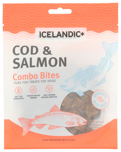 ICELANDIC PLUS DOG TRT COD SALMN BITES - 3 OZ