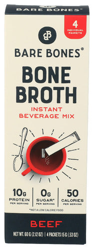 Bare Bones 
Bone Broth Beef Inst 4Ct, 2.12 OZ.
