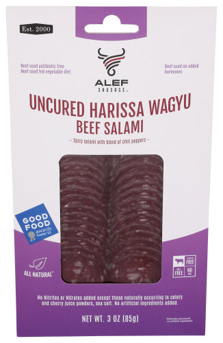 ALEF SAUSAGE SALAMI HARSSA WAGYU SLCD - 3 OZ