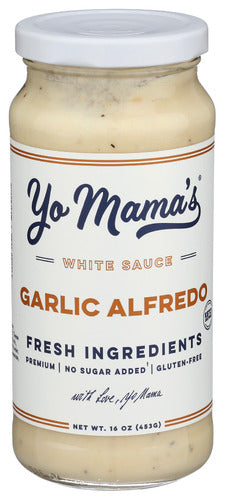 YO MAMAS FOODS SAUCE RSTD GRLIC ALFREDO - 16 OZ