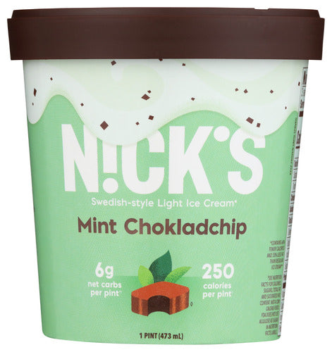 Nicks Ice Cream Mint Choc Chip, 16 OZ.