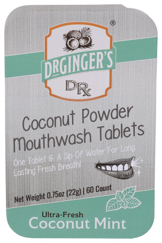 Dr Gingers Healthcare Products Llc 
Mouthwash Tablet Coconut, 60 EA.