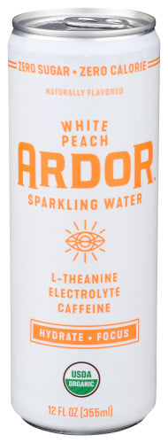Ardor Organic Inc 
Water Sprkl White Peach, 12 FO.